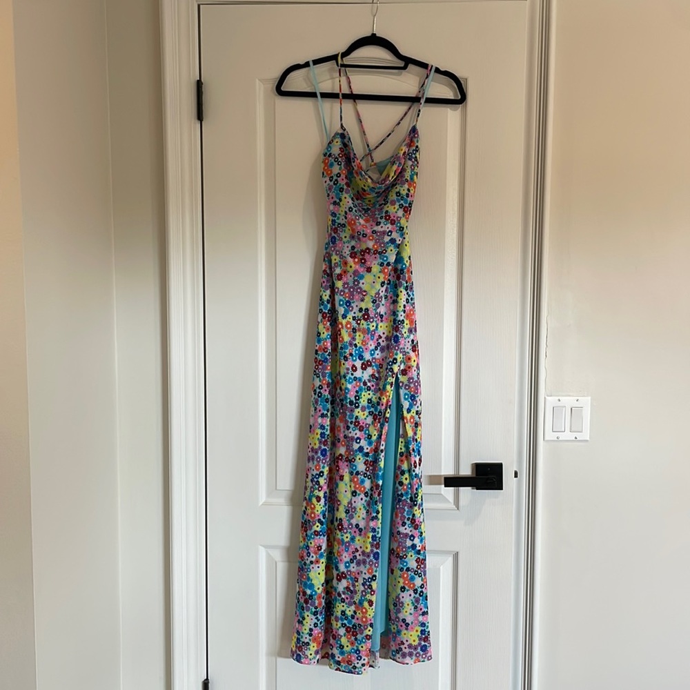 STAUD floral dress with slit